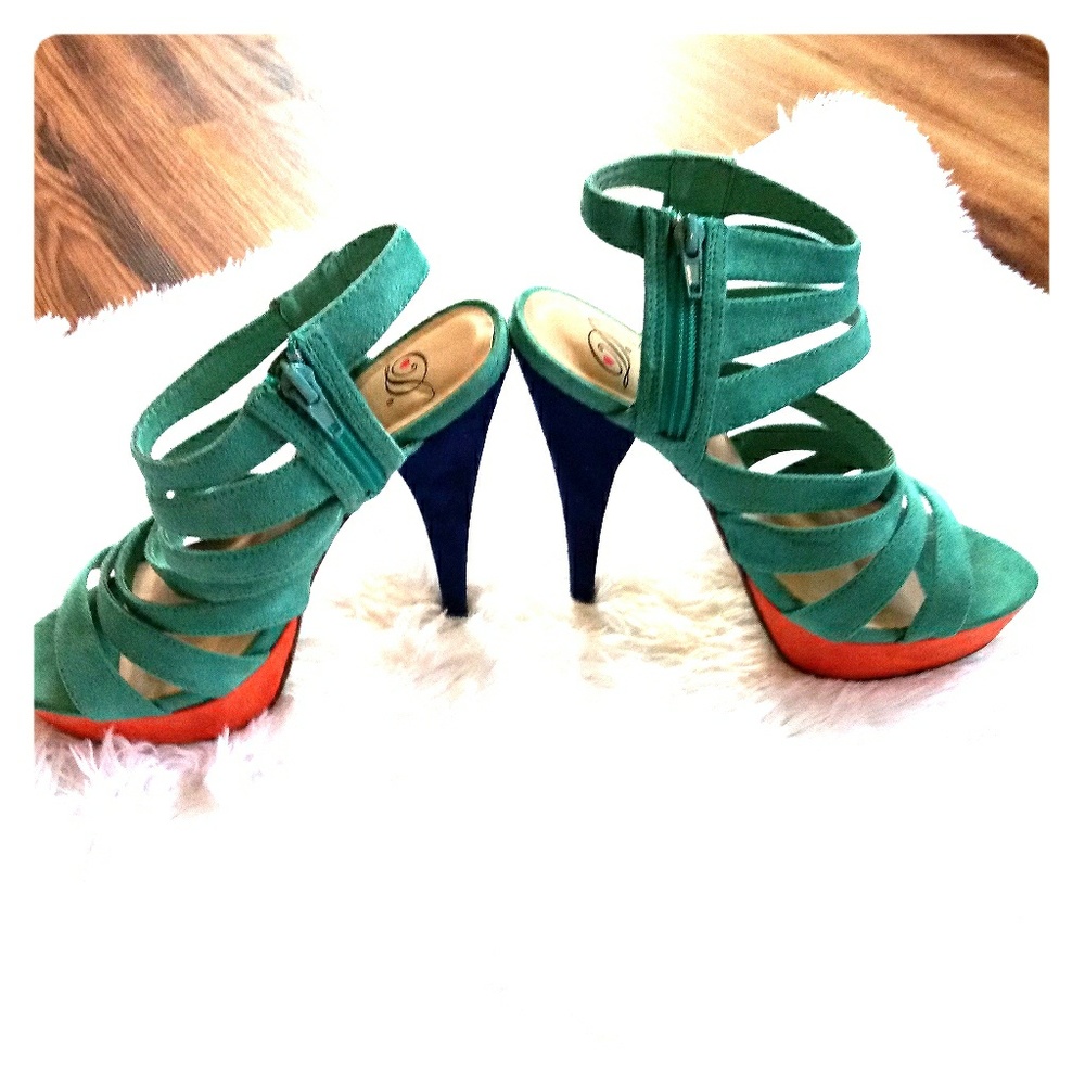 Heart in D Multi Color Platform Sandals